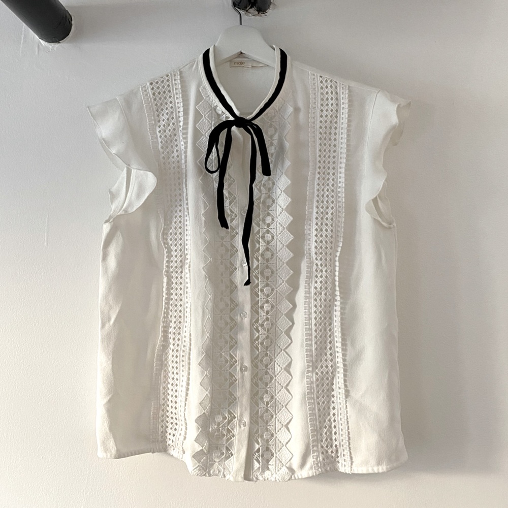 Maje - Top with black velvet tie